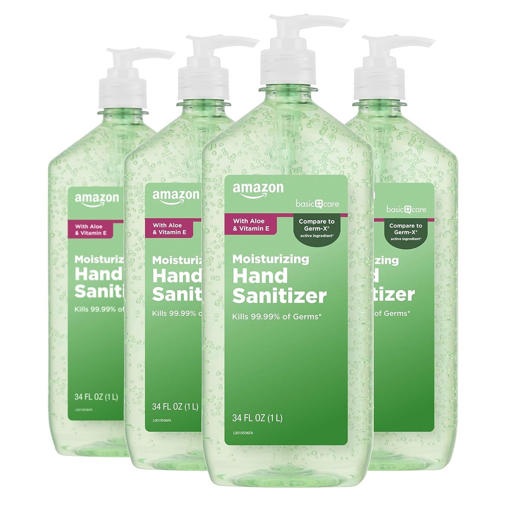 Atenção Básica - Aloe Vera Hand Sanitizer 62%, 34 fl oz (Pacote de 4)