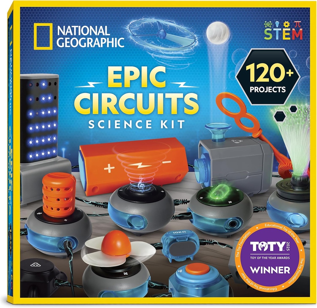 National Geographic Circuit Maker Kit - Kit de Eletrônica para Crianças com 120 Projetos de Circuito Elétrico, Brinquedos de Circuito Elétrico STEM, Projetos Eletrônicos, Kit de Circuito Elétrico para Crianças, Kit de Eletricidade