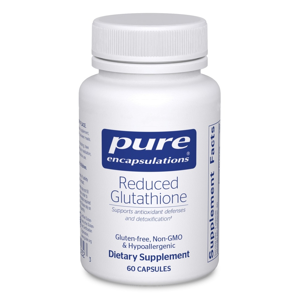 Encapsulamentos Puros Glutationa Reduzida Suplemento antioxidante hipoalergénico para apoiar a saúde do fígado e das células* 60 Cápsulas