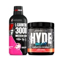 PROSUPPS L-Carnitine 3000 Estimulante Free Liquid Shots (fruto dragão) e Hyde Max bomba pré-treino para homens e mulheres (Fruit Punch) Bundle