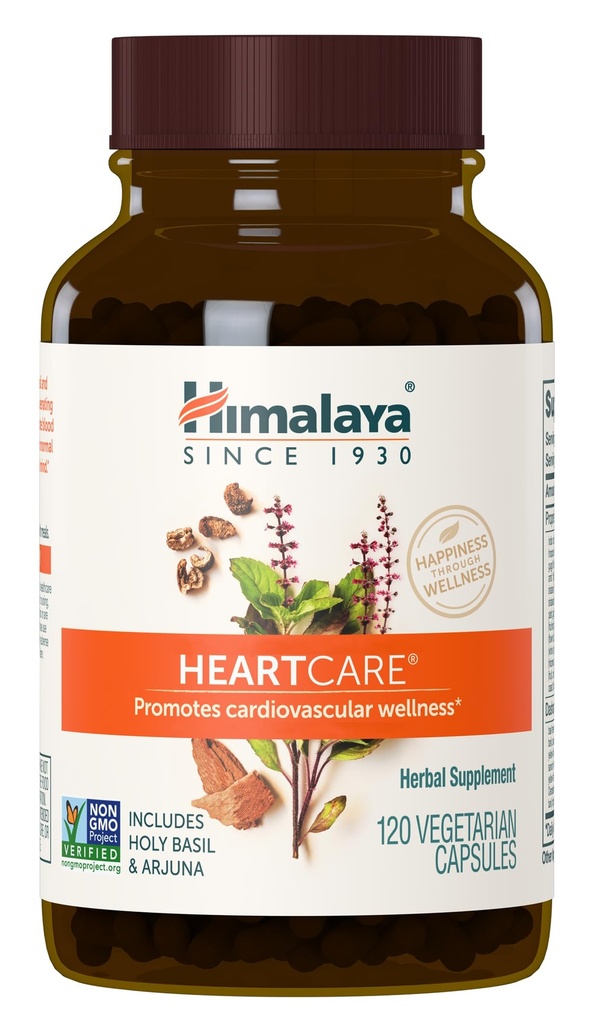 Himalaya HeartCare - Suplementos de saúde do coração de ervas com Ashwagandha e Amla - Vegan, Não-GMO, Sem glúten, 720 mg, 120 Cápsulas