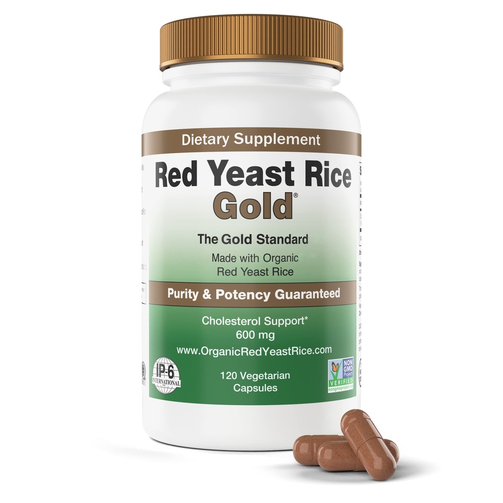 Feito com 600 mg de arroz vermelho de levedura orgânico - IP6 Internacional - 120 Cápsulas Vegetarianas