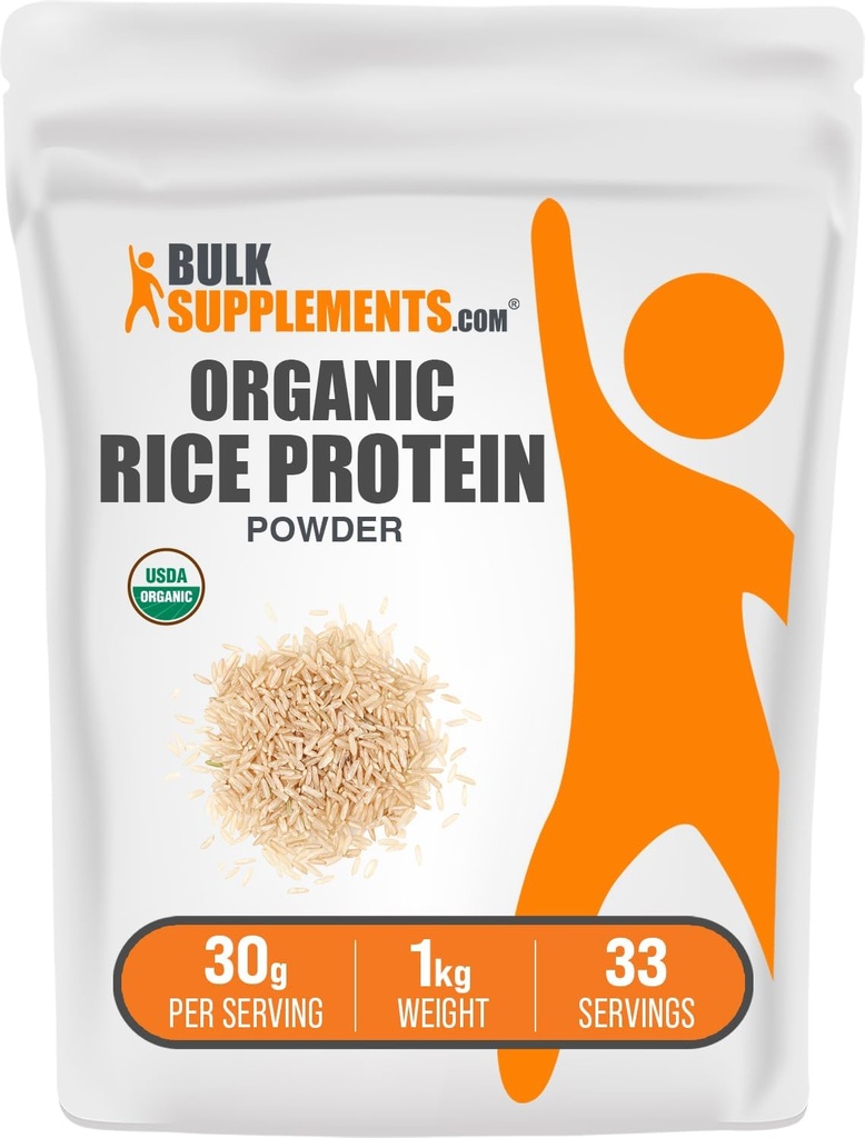 BulkSupplements.com Proteína orgânica de arroz em pó - Vegan proteína vegetal, sem sabor - Vegan & Gluten Free, 30g por serviço, 1 kg (2,2 lbs) (Pacote de 1)