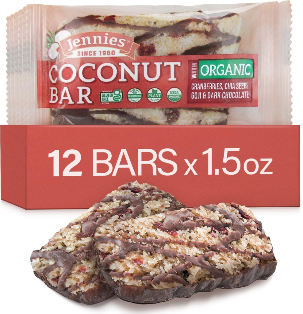 Jennies Raw Orgânico Goji Moji Coconut Bar, 1.5oz (12 Pack)
