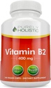 Vitamina puramente holística B2 Riboflavin 400mg - 240 Cápsulas Vegan, Fonte de 8 meses - Vitaminas B2 de alta resistência - Sem OGM e glúten livre - Suporta produção de energia e saúde celular