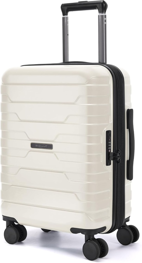 Bagagem 22x14x9 Airline Aprovado com Rodas Spinner,Lightweight 20 Inch Bagagem com TSA Lock,Expansível Shell Difícil Carregar Malas para Homens Mulheres,Branco