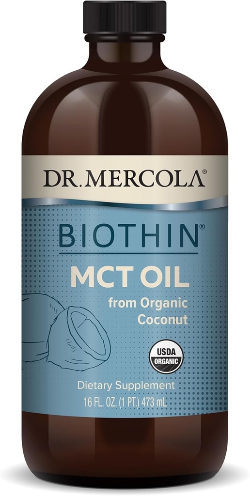Dr. Mercola Biothin Óleo orgânico MCT, cerca de 31 Servings (16 Fl. Oz.), Non GMO, Gluten Free, Soy Free e USDA Organic