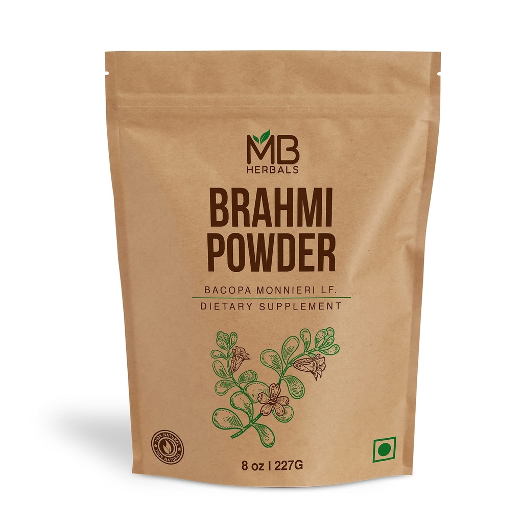 MB Ervas Puro Brahmi Pó 8 onças □ 227g 0, 5 lb