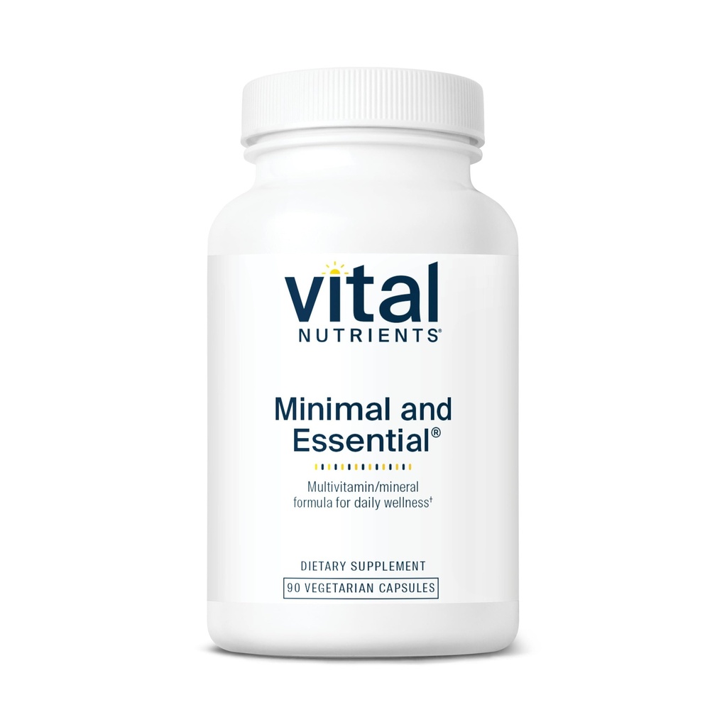 Nutrientes Vitais Minimal e Essencial Multivitamínico Um por dia Multi Vitamina, Minerais e Antioxidantes Suplemento *      , Sem Ferro , Glúten, Lacticínio, Soja Grátis , Não-GMO , 90 Cápsulas