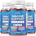 NOVA IDADE 8 em 1 Suplemento de reforço de suporte imunológico com Astragalus Root, Vitamina C e Zinco 50mg, Vitamina D 5000 UI, Quercetina e Bromelaína (8 em 1 chicletes (Pacote de 3))