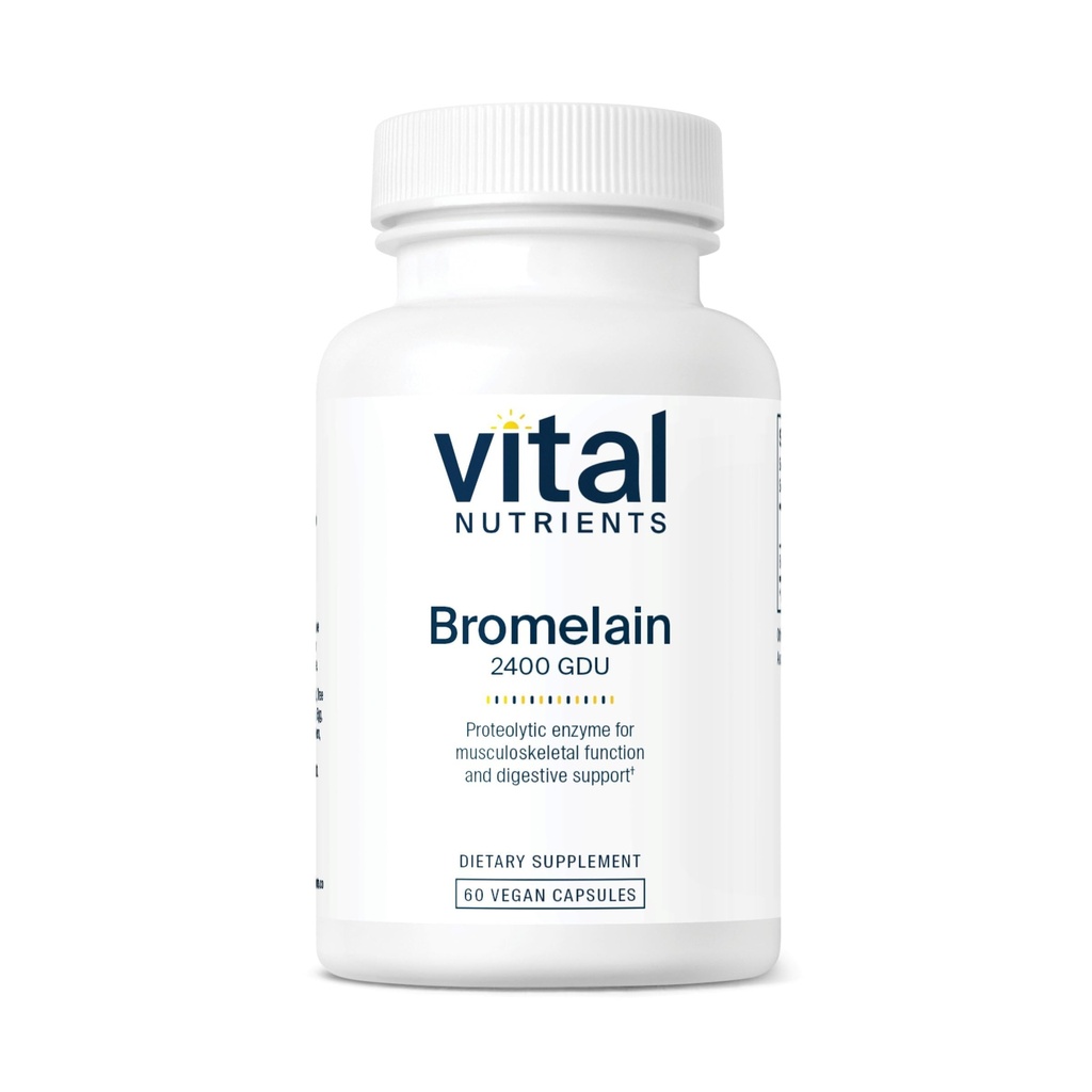Nutrientes vitais Bromelain 2400 GDU □ Vegan Bromelain Supplement to Support Protein Digestion* □ Enzima digestiva de abacaxi □ Gluten, Dairy, Soy Free