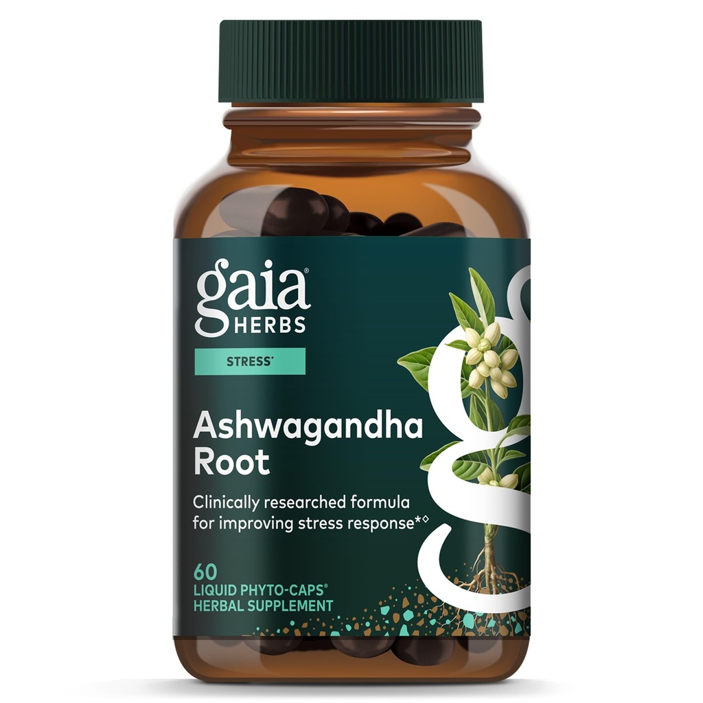 Gaia Herbs Ashwagandha Root - Stress Relief & Sleep Support Supplement - Suporta níveis de energia equilibrada e positivo Outlook* - 60 Vegan cápsulas de Phyto líquido (fornecimento de 30 dias)