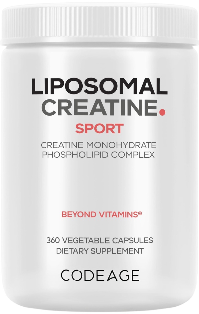 Codeage Creatina lipossomal Suplemento mono-hidratado, Creatina pura 2500mg - 3 Meses Abastecimento, Micronizado, Músculos de Creatina Nutrição Desportiva e Atletas, Não-GMO - 360 Cápsulas