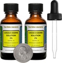 Solução de Iodo de Lugol / 2% / 2 Oz em duas garrafas de vidro âmbar / Droppers grátis / EUA