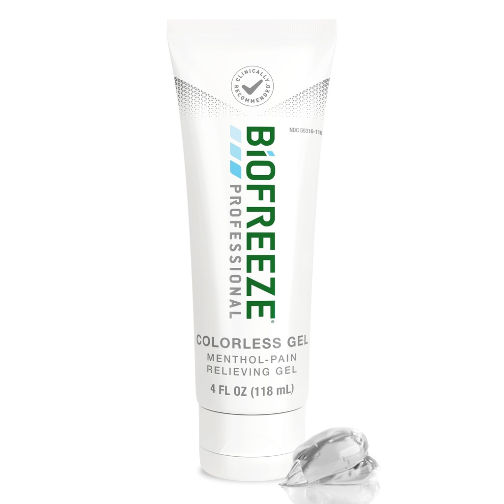 Biocongelamento profissional Gel alívio da dor, alívio da dor do joelho e inferior das costas, alívio da dor da artrite, alívio muscular doloroso, alívio da dor do pescoço, alívio da dor articular do resfriamento, gel de mentol incolor 4 Fl Oz