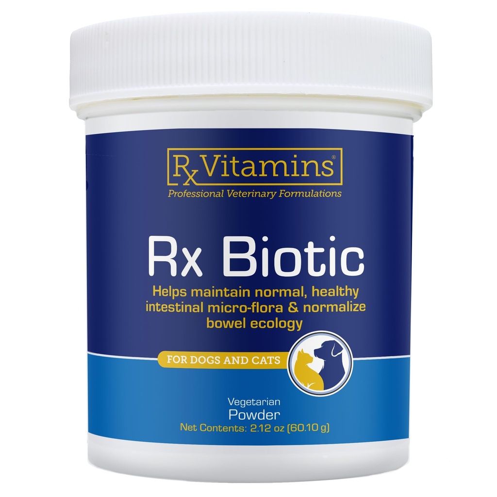 Rx Vitaminas Rx Biotic - Pó Probiótico para Cães e Gatos - Cat Digestive Support & Probiótico para Cães Gut Saúde - Dog Probióticos para Saúde Digestiva - 2.12 oz