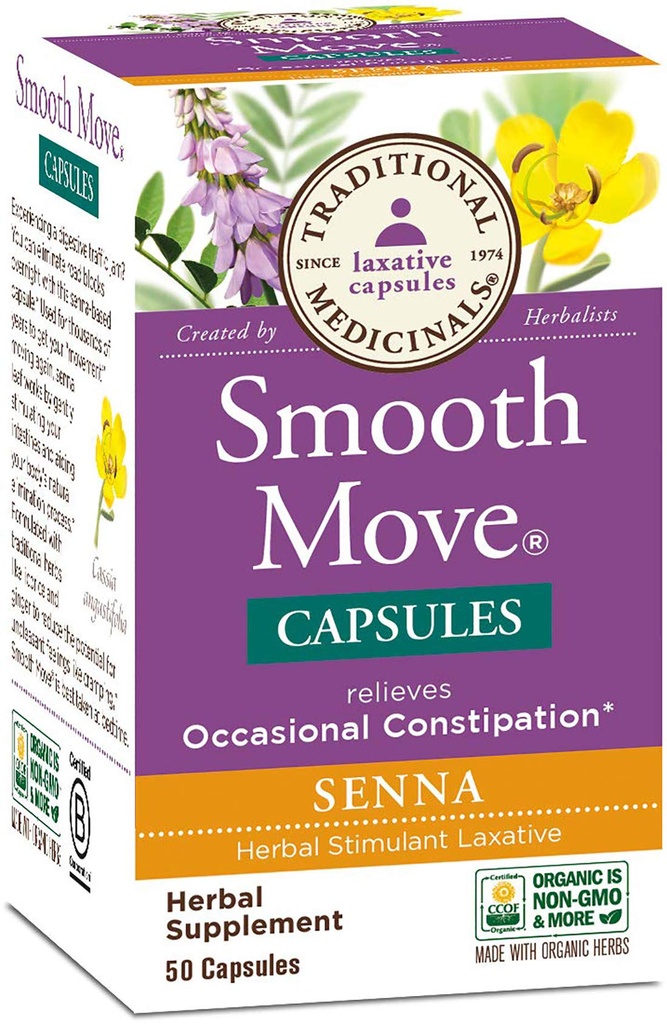 Medicamentos Tradicionais - Senna de movimento suave, 50 Cápsulas