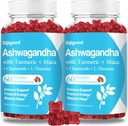 2 embalagens Ashwagandha Gummies com L-theanina, Ashwa Root Supplement Gummy para Mulheres Homens, 120 pastilhas mistas com sabor de cereja