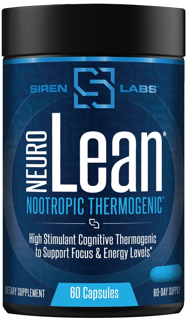 Laboratórios de Sirene Neuro Lean Concentrado Termogênico para Saúde, Perda de Água, Energia e Foco - 60 Cápsulas