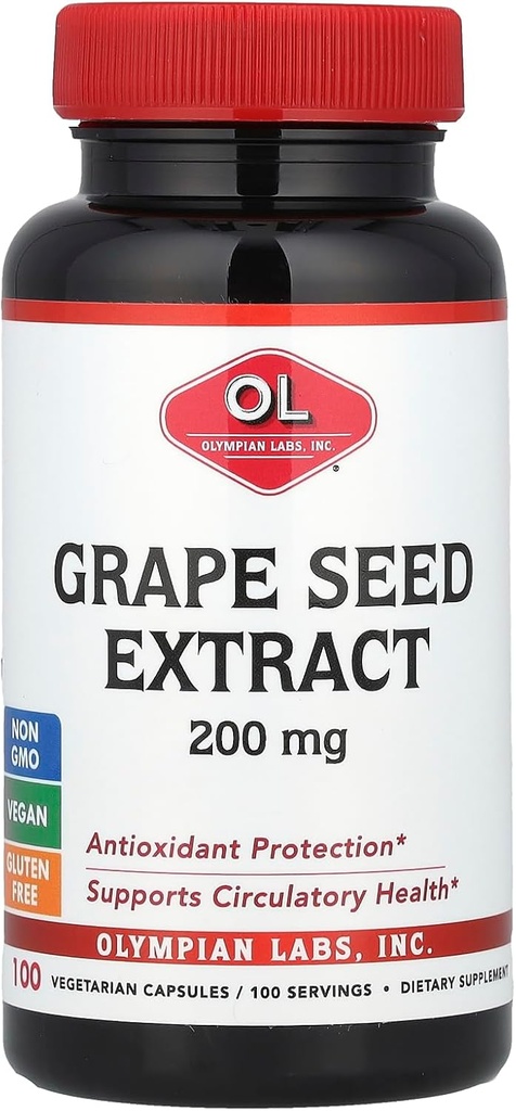 Olympia Labs Grape Seed Extract, 200 mg, 100 Cápsulas Vegetarianas