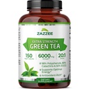Zazzee Força extra Chá verde 20:1 Extrato, 6000 mg Força, 50% EGCG, 98% Polifenóis e 80% Catcehins, 150 Cápsulas Vegan, 5 Mês de Abastecimento, Padrão e Concentrado 20X Potência, Não-GMO