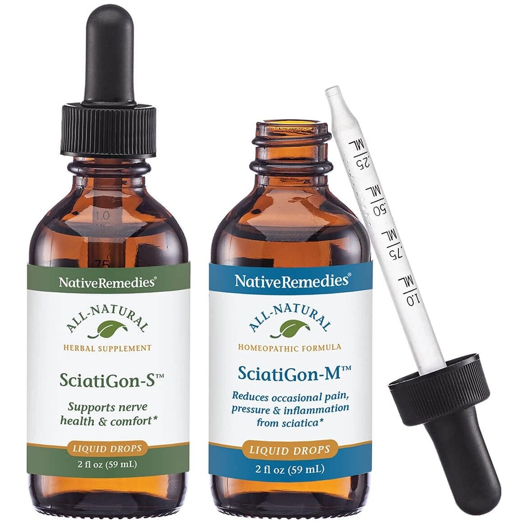 Remédios nativos completa Sciatigon ComboPack - Todos os suplementos naturais de ervas ajuda a reduzir a pressão sobre o nervo ciático e remédio homeopático natural reduz a dor, Cramping e Dor