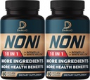 10in1 Noni Cápsulas - Fornecimento de 4 Mês com Elderberry, Boswellia, Açafrão, Ginger e Mais - Músculo de apoio, Junta, Digestivo e Imune - 2 Embalagens de 60 Cápsulas Vegan, Não-GMO e Gluten-Free