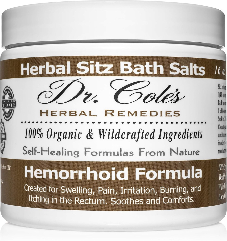 Banho de ervas Sitz do Dr. Cole – Sais de banho orgânicos baseados em plantas para conforto e relaxamento – Fórmula suave, natural – (branco)