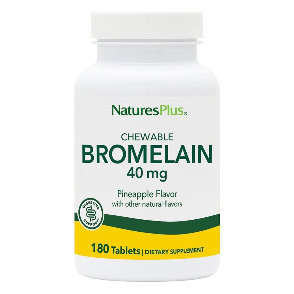 Naturezas mais bromelaína mastigável - 40 mg - Suplemento Enzima Proteolítica Natural - 180 Comprimidos Mastigáveis (180 Servings)