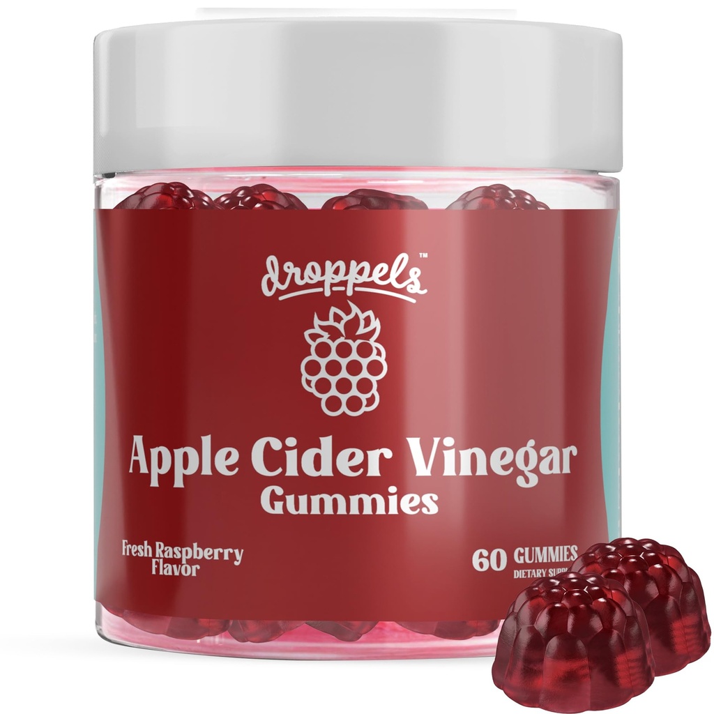 Droppels Apple Cider Vinagre Gummies 1000mg com raiz de beterraba e romã □ Non-GMO, Vegan-Friendly, Gluten Free □ Suporta Digestão, Metabolismo, Energia e Saúde Imune