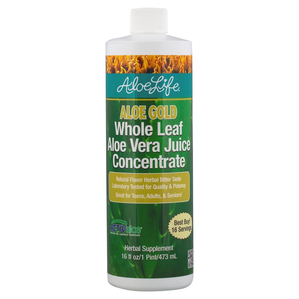 Aloe Life - Suco de folha inteira Aloe Vera, certificado orgânico, sem glúten (Aloe Gold, 16 onças)