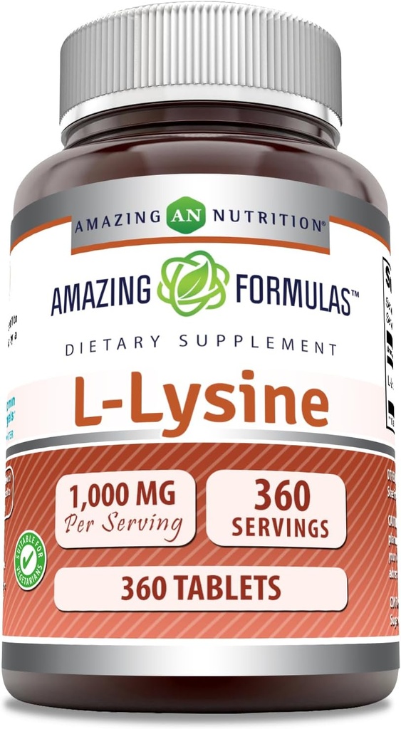 Fórmulas surpreendentes L-Lysine 1000 Mg 360 Comprimidos