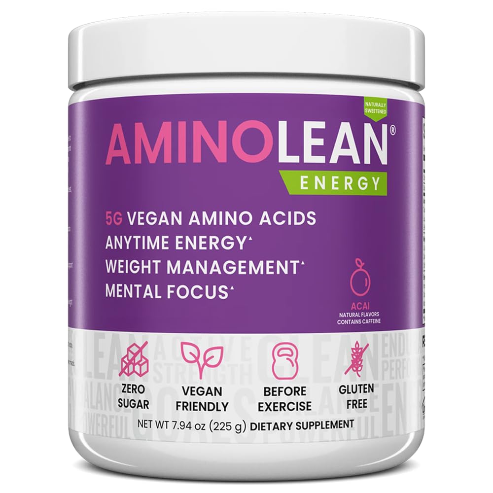 RSP NUTRITION AminoLean Natural Pré-treino em pó, Sucralose Free Amino Energia sem corantes artificiais, Vegan BCAAs e gestão de peso, Acai, 25 Serv