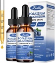 (2 Pack) Suplemento de magnésio de potássio líquido com potássio, magnésio, cálcio, vitamina D3, zinco, para adultos e crianças, sem açúcar