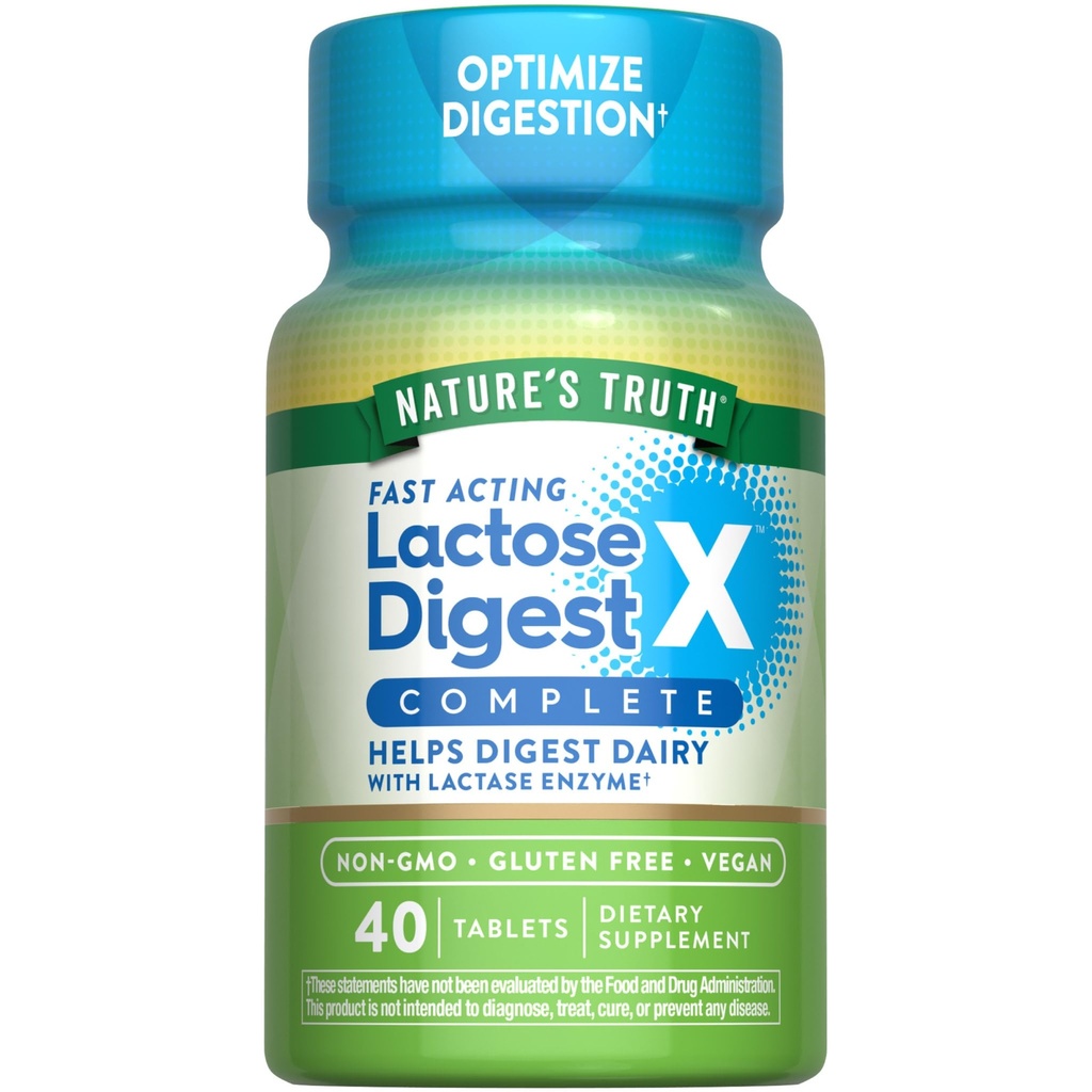 Nature's Truth Lactose Digest Pills Fast Actuação para Adultos com Lactase Enzima Vegan, Não-GMO & Suplemento sem glúten