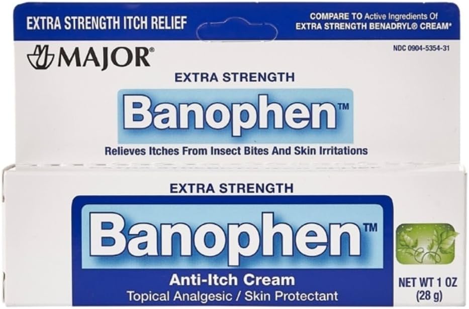 MAJOR Força Extra Banofen - Creme Anti-Itch - Protector de Pele Analgésico Tópico - Ajuda a aliviar Coceiras de Mordidas de Insecto e Irritações da Pele - 1 Oz. (1 embalagem)