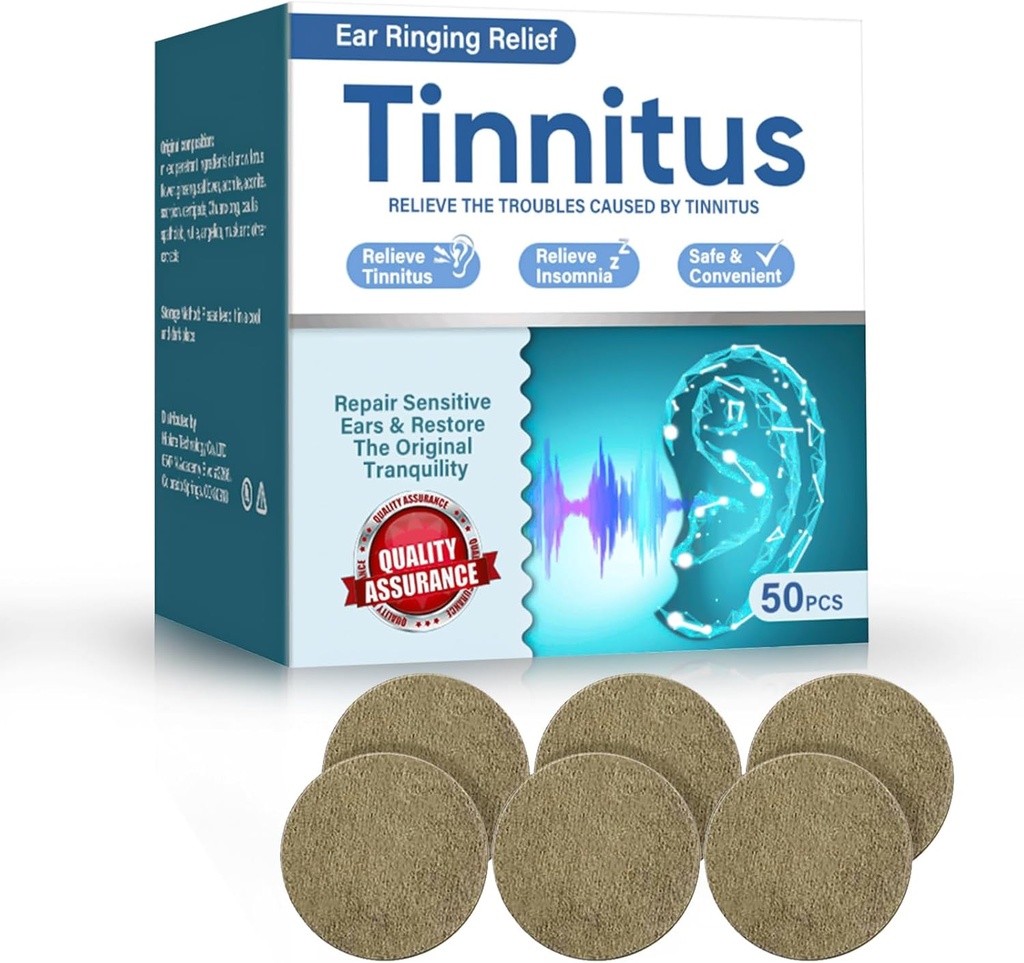 Alívio de zumbido para tocar orelhas, Alívio de zumbido Patches de ouvido, Tratamento de zumbido natural para alívio de toque de ouvido, efetivamente reduzir o ruído do ouvido e promover audição saudável, 50PCS