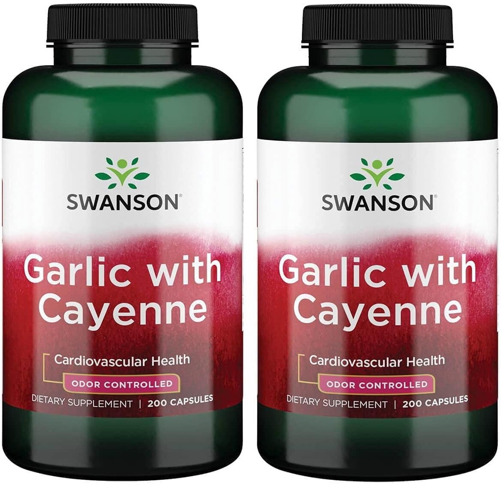 Swanson Alho com Cayenne 200 Cápsulas (2 Embalagem)