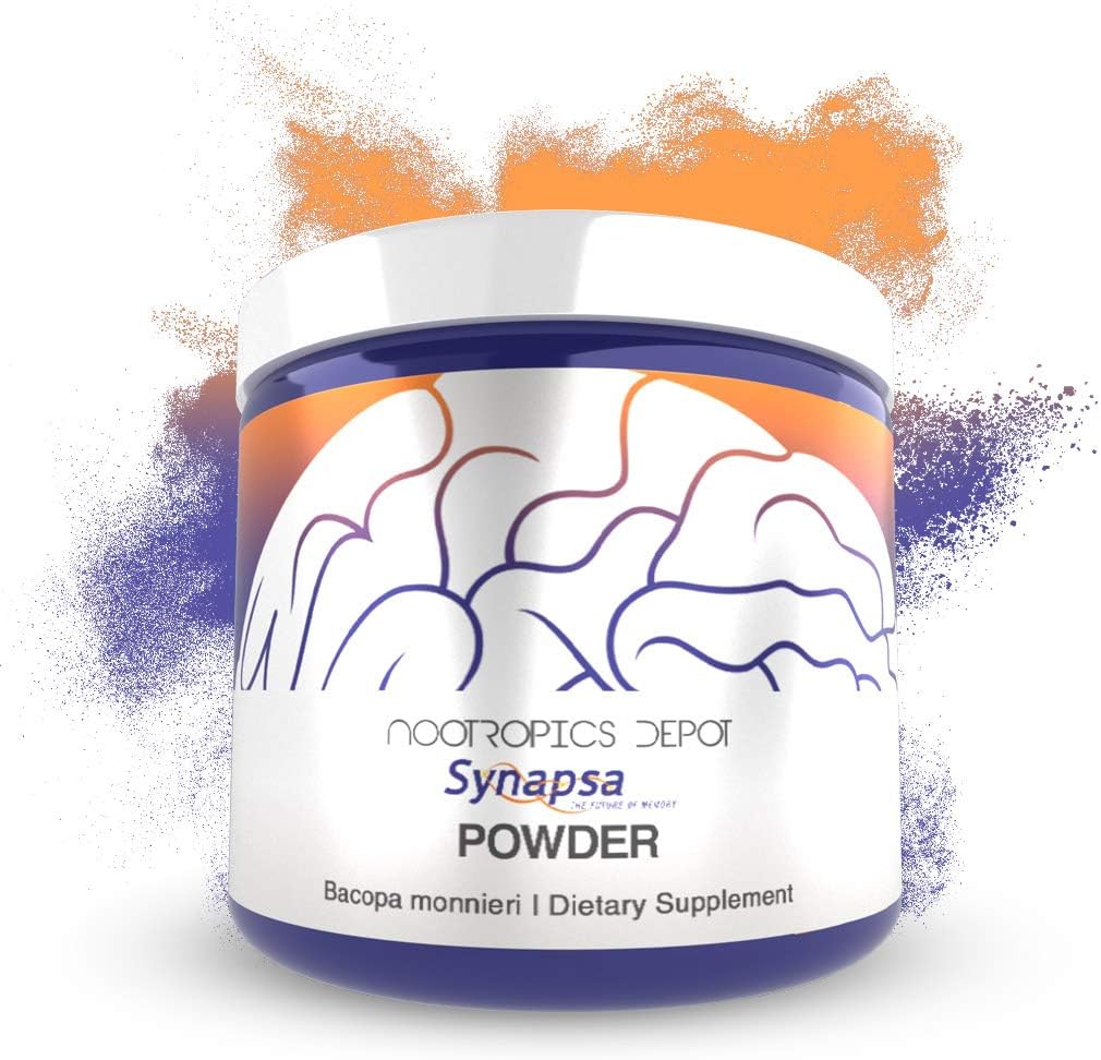 Nootropics Depot Synapsa Bacopa Monnieri Powder 30 Grams Extrato de planta inteira , suplemento Ayurveda , clinicamente provado para melhorar a aprendizagem, memória e desempenho mental