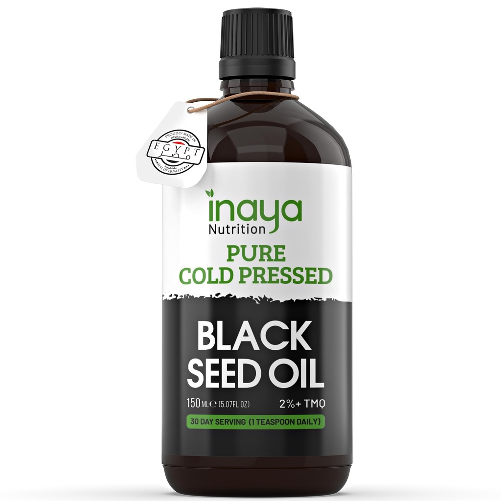 Nigella Sativa Black Seed Oil – Puro frio-Pressed com 2% de timoquinona , egípcio Fonte , Nutriente-Rich para bem-estar geral, cabelo e cuidados com a pele , 30 Servings em garrafa de vidro
