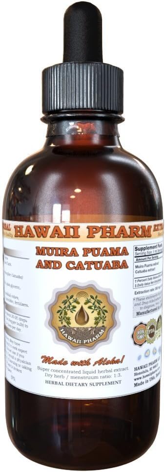 Hawaii Pharm Muira Puama e Catuaba Liquid Extract Tintura 4 Oz (120ml)
