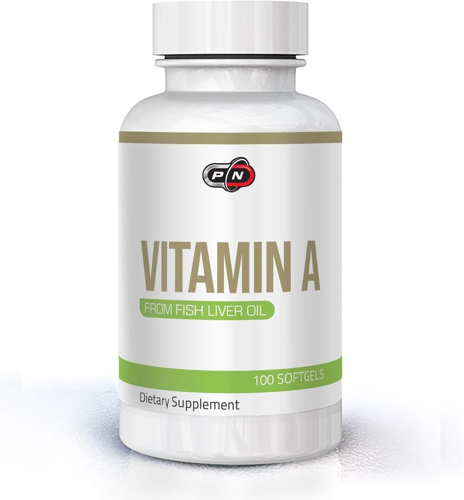 Pure Nutrition Vitamina A 10000 iu 3000 mcg do óleo de fígado de peixe natural 100 Sofgels Suportar Sistema imunológico saudável Ossos e Visão;Nenhuma GMO Premium qualidade Retinil Palmitate Cápsulas Suplemento