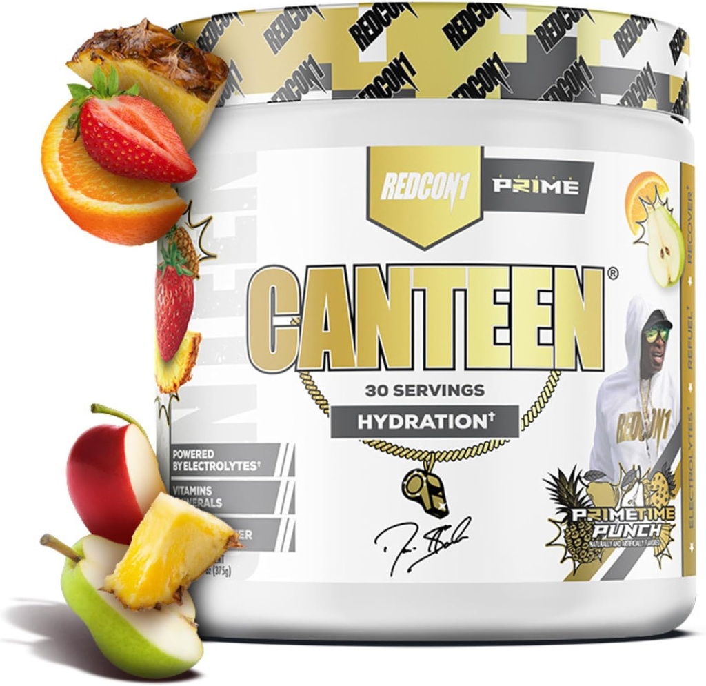 REDCON1 Pós de recuperação de treino em pó - Coach Prime Canteen - Hydration Powder com eletrólitos, vitaminas e água de coco - Prime Time Punch (30 Servings)