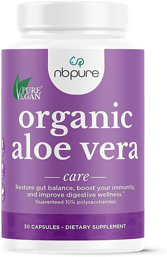 nbpure Organic Aloe Vera, Restaure Gut Balance, Immunity Support and Digestive Wellness 30, Vegan Cápsulas