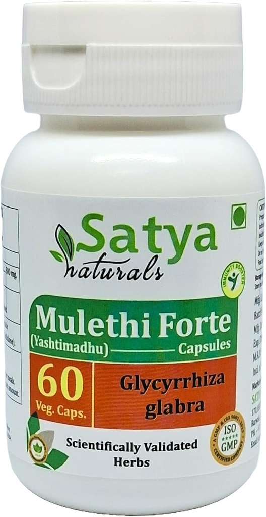 Cápsulas de Mulethi Forte 500 mg. 60 Veg. Cápsulas de Extrato para Homens e Mulheres □ Yasthimadhu (Glycyrrrhiza Glabra) Cápsulas de Extrato para Homens e Mulheres