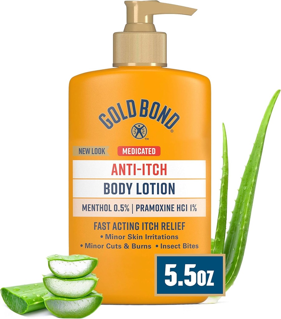 Ouro Bond medicado Anti-Itch Body Lotion 5,5 onças, Esteróide livre, rápida ação Itch alívio