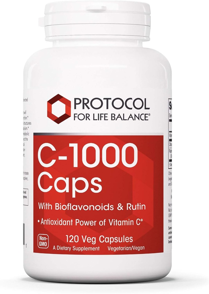 Protocolo para o equilíbrio da vida - C-1000 Caps com bioflavonóides e rutina - poder antioxidante da vitamina C, suporta função saudável do sistema imunológico, fornece proteção celular - 120 cápsulas de Veg