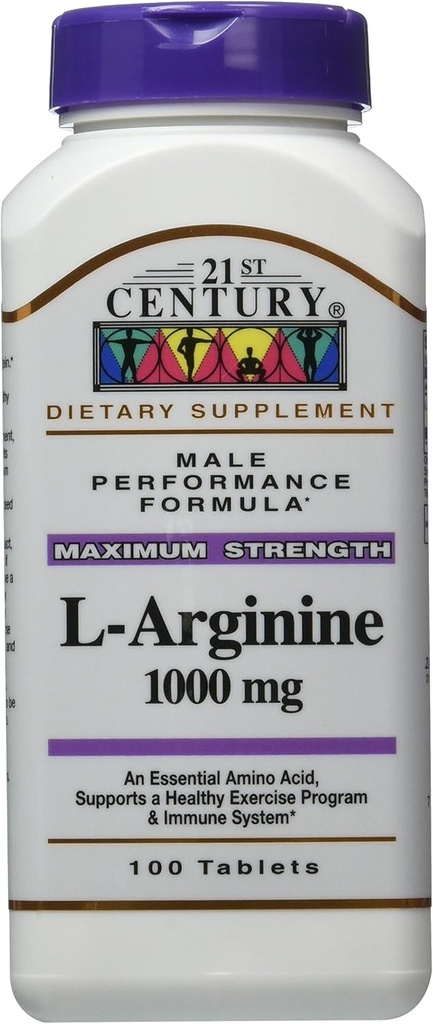 Comprimidos de 1000 Mg de L-Arginina do século XXI, 100-Count (Pacote de 3)