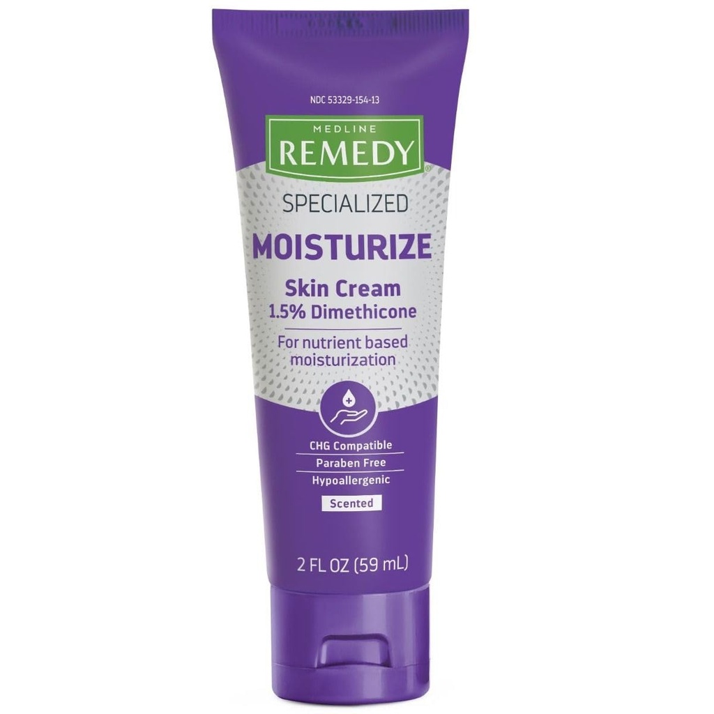 Medline Remedy creme de pele especializado (2 oz tubo), perfumado, 1,5% dimeticona, nutrishing hidratante para pele seca, sulfato-livre, paraben-livre, creme corporal hipoalergênico, Loção diária para pele seca
