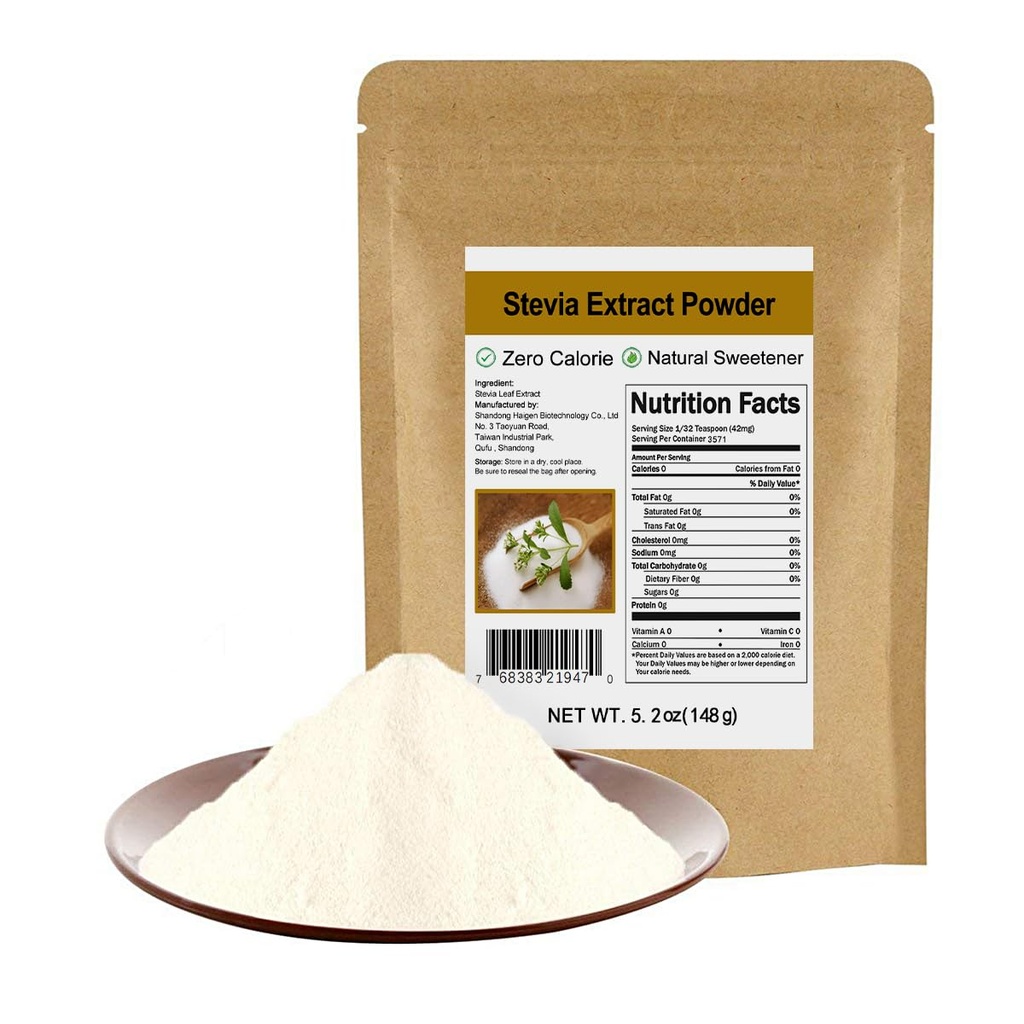 Puro extrato de Stevia pó sem Eritritol 5.2 oz(148g) - Altamente concentrado Stevia pó adoçante, Zero Caloria, Sem Artificial, Alternativa de Açúcar Natural